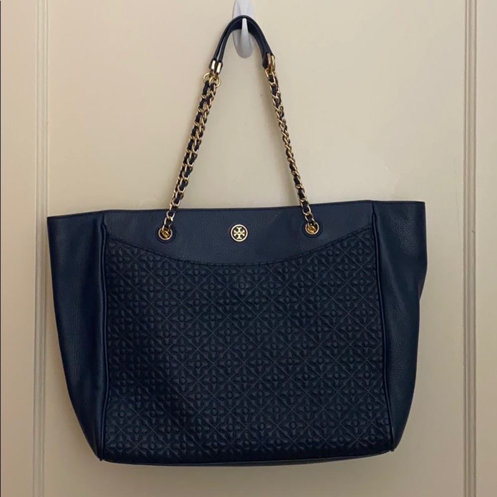 Navy Blue Tory Burch Tote Bag